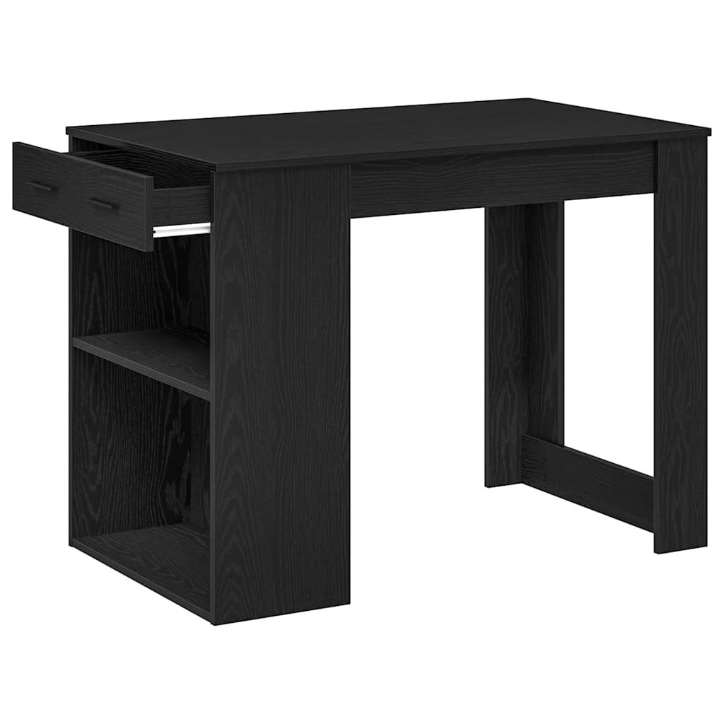 Desk with drawer and shelf Black oak 102x62x77.5 cm processed wood