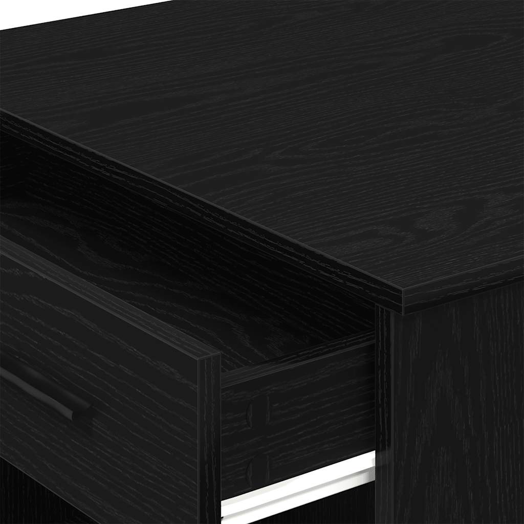 Desk with drawer and shelf Black oak 102x62x77.5 cm processed wood