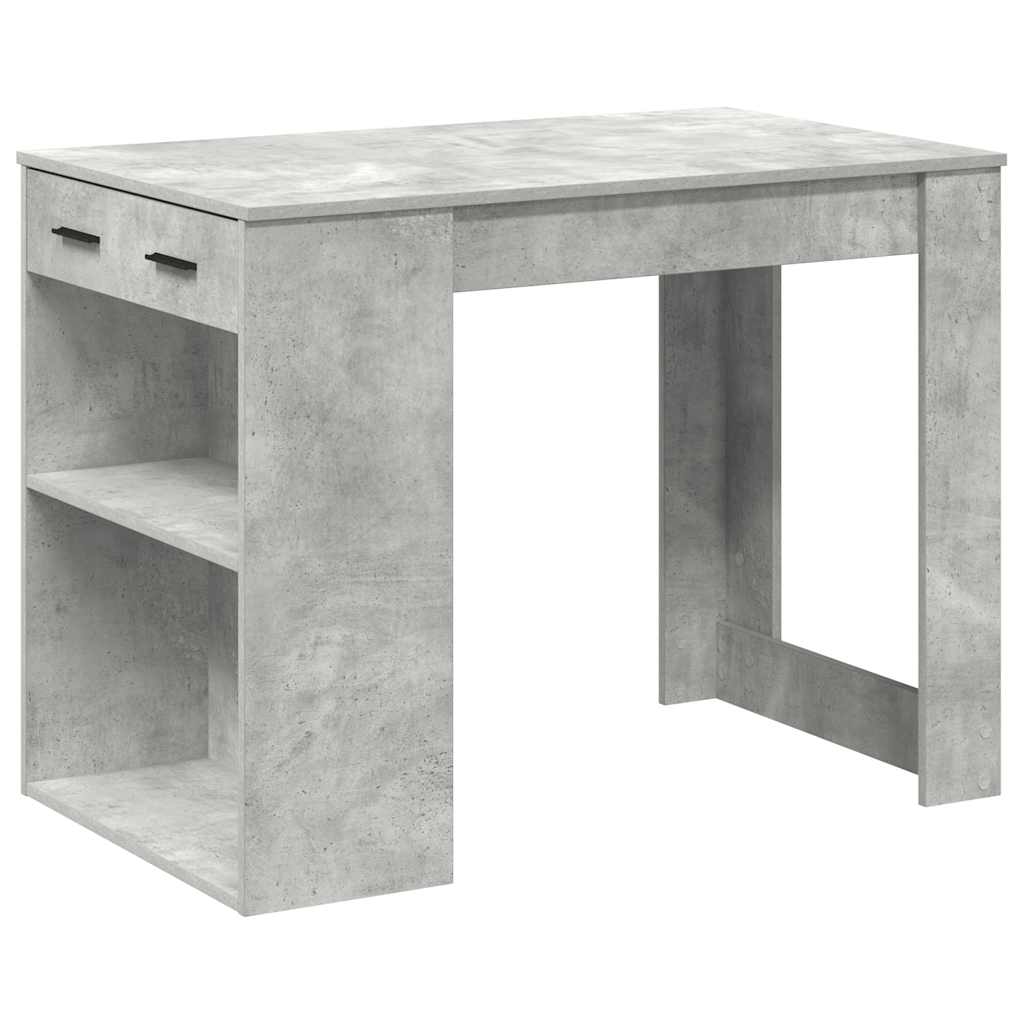 Desk with drawer and shelf Concrete gray 102x62x77.5 cm processed wood