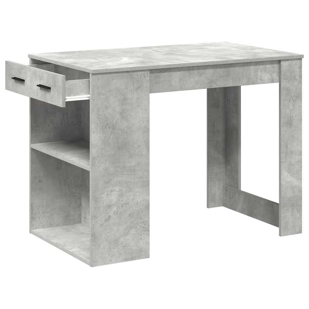 Desk with drawer and shelf Concrete gray 102x62x77.5 cm processed wood