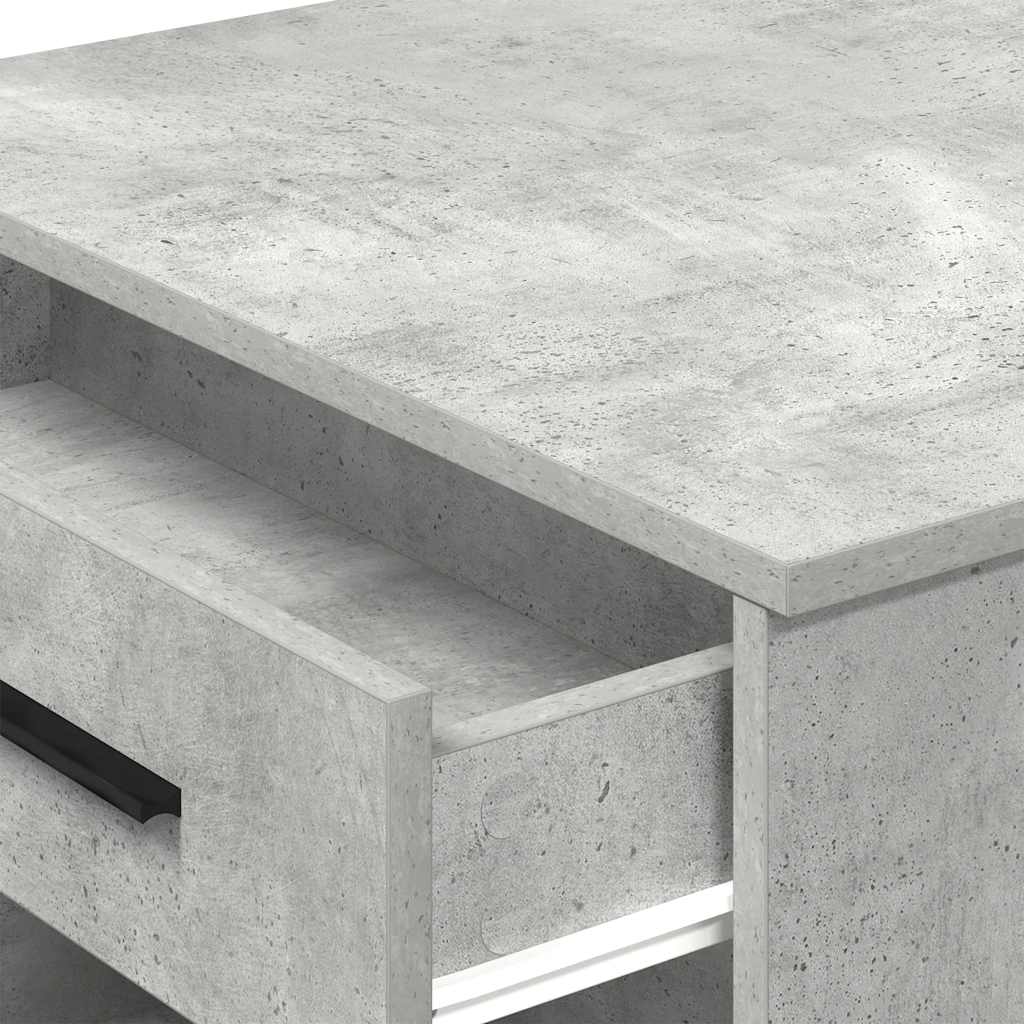 Desk with drawer and shelf Concrete gray 102x62x77.5 cm processed wood