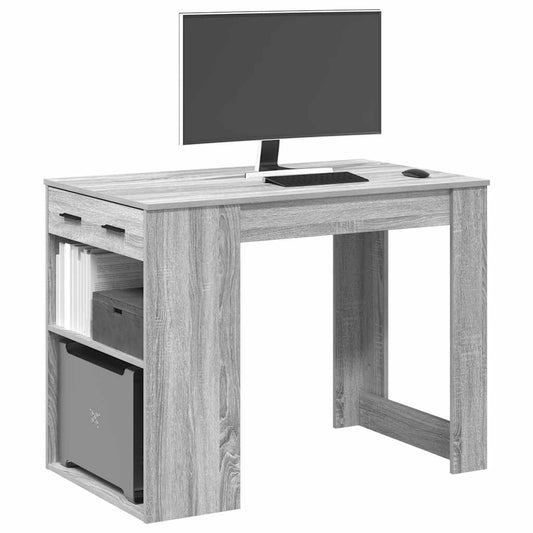 Desk with drawer and shelves Sonoma 102x62x77.5cm processed wood