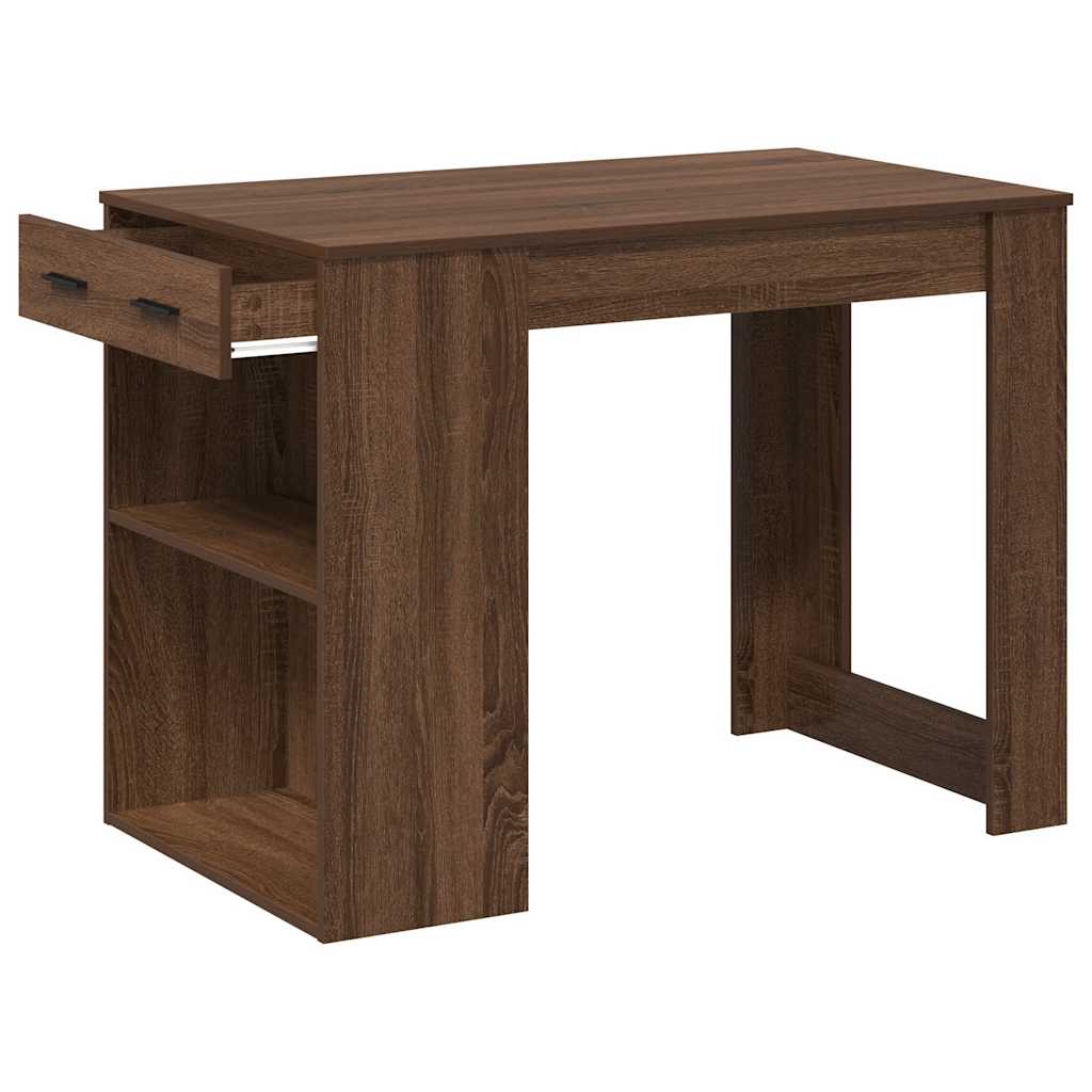 Desk with drawer and shelf Brown oak 102x62x77.5 cm processed wood