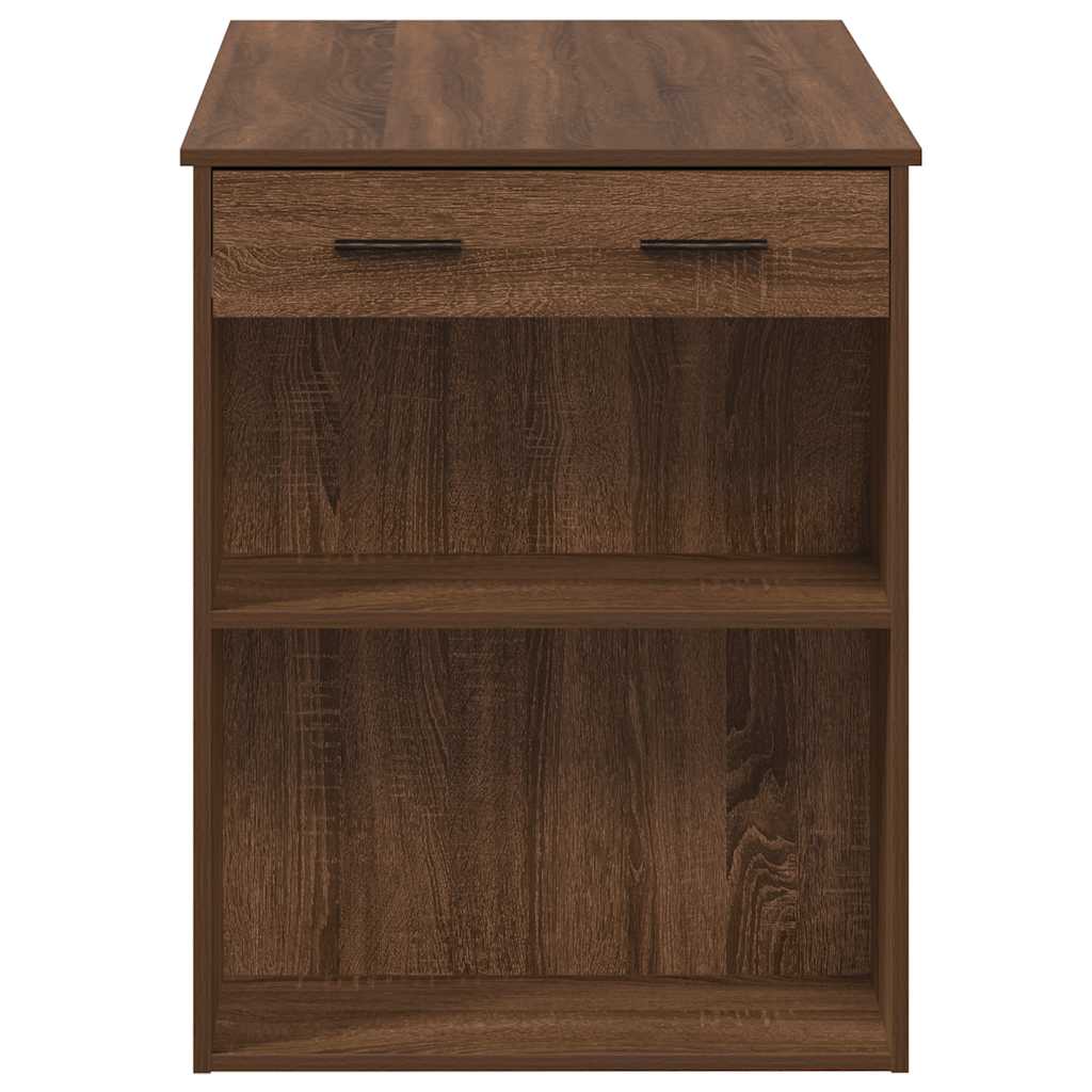 Desk with drawer and shelf Brown oak 102x62x77.5 cm processed wood