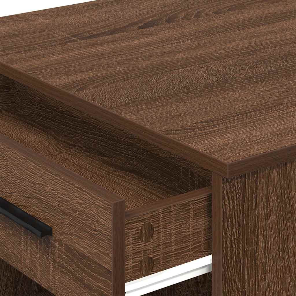 Desk with drawer and shelf Brown oak 102x62x77.5 cm processed wood