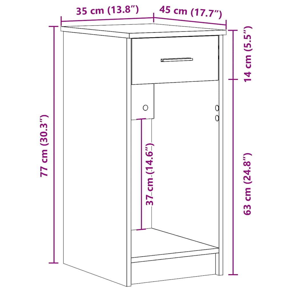 Suport turn pentru computer cu sertar alb 35x45x77 cm