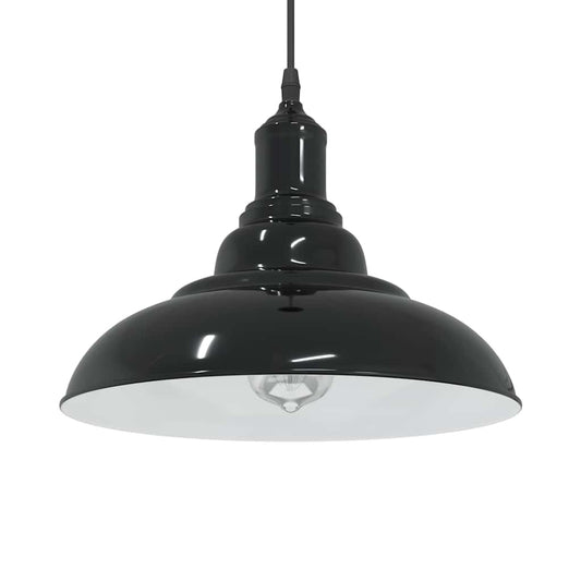 Height-adjustable pendant lamp E27 glossy black metal