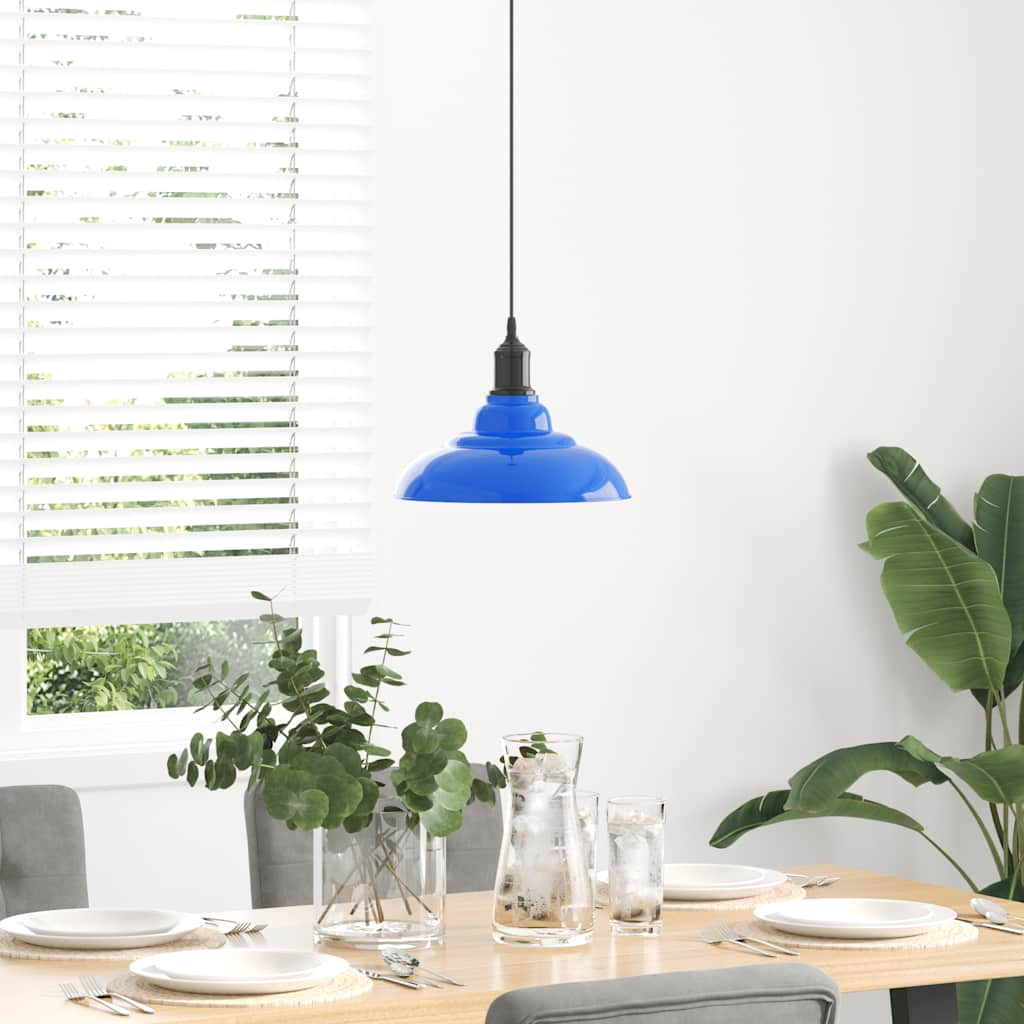 Height-adjustable pendant lamp E27 glossy dark blue