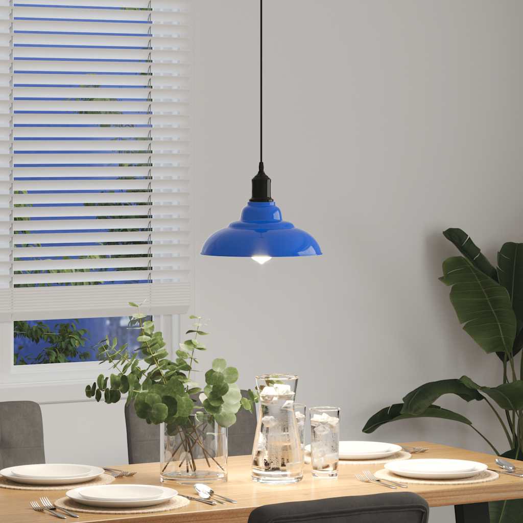 Height-adjustable pendant lamp E27 glossy dark blue