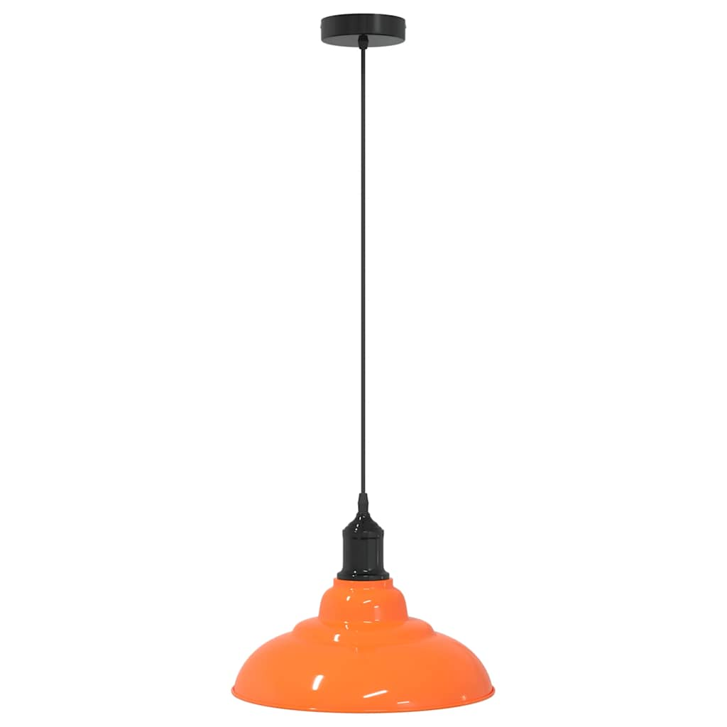 Height Adjustable Pendant Lamp E27 Glossy Orange Metal