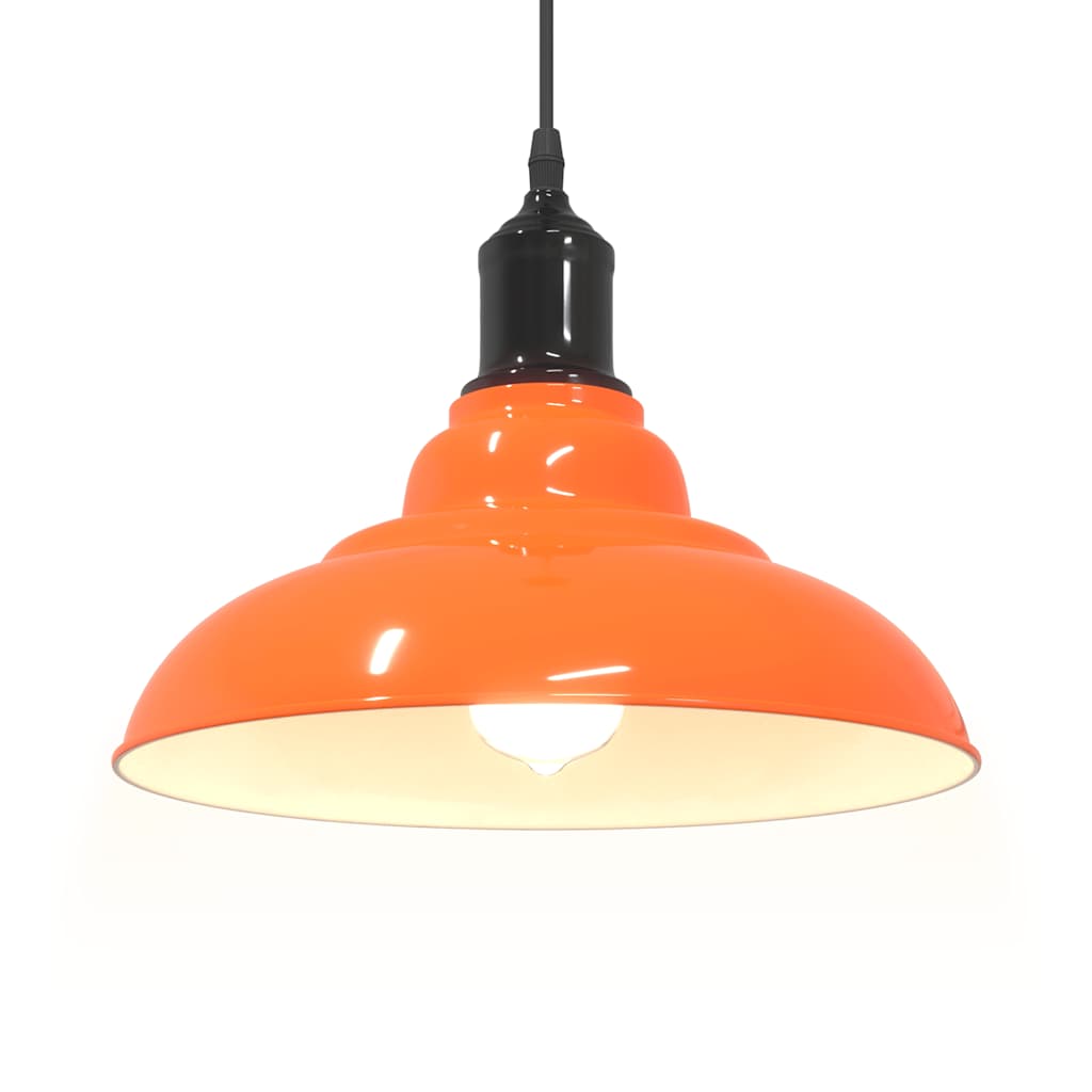 Height Adjustable Pendant Lamp E27 Glossy Orange Metal