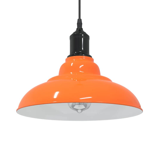 Height Adjustable Pendant Lamp E27 Glossy Orange Metal