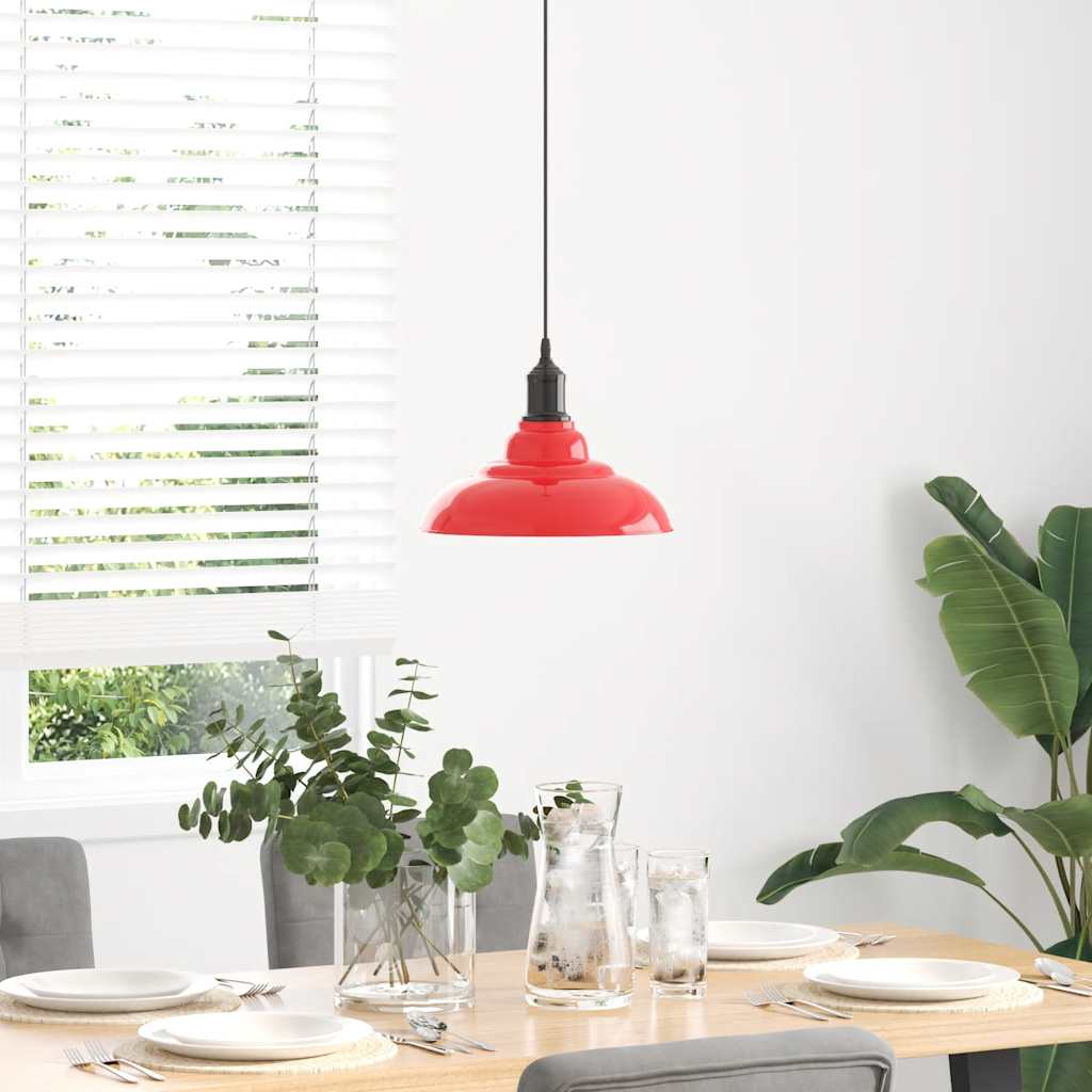 Height-adjustable hanging lamp E27 glossy red metal