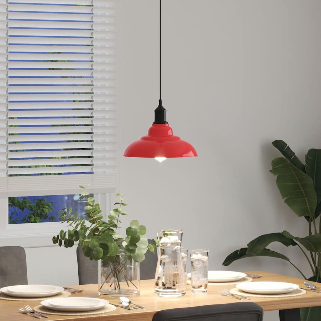 Height-adjustable hanging lamp E27 glossy red metal