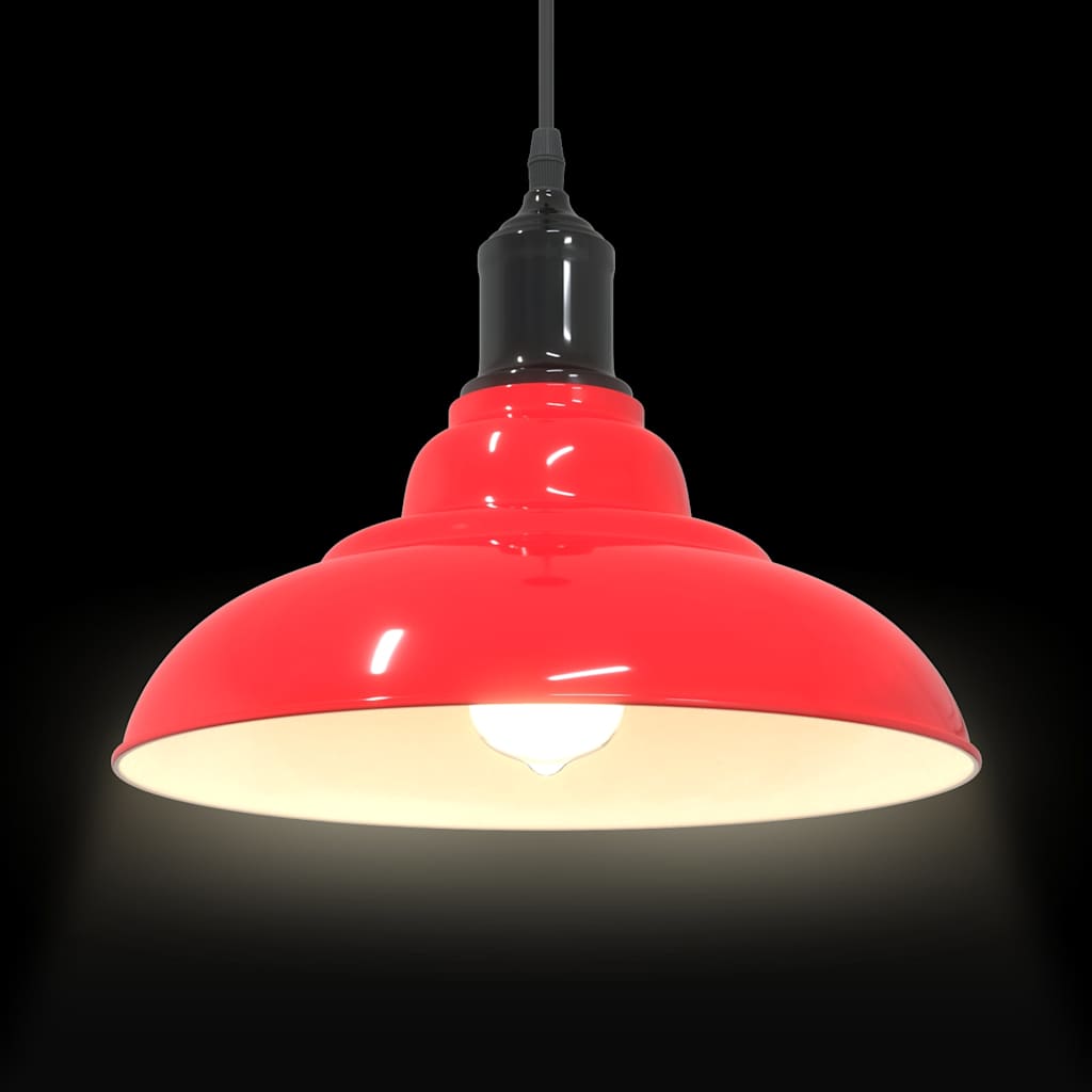 Height-adjustable hanging lamp E27 glossy red metal