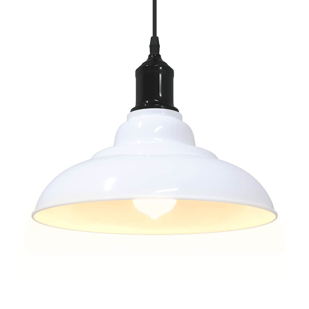 Height-adjustable pendant lamp E27 glossy white metal