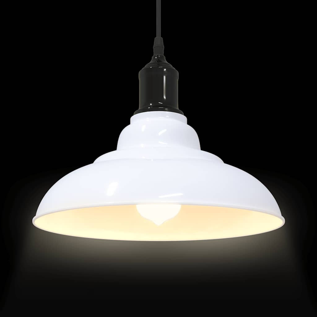 Height-adjustable pendant lamp E27 glossy white metal