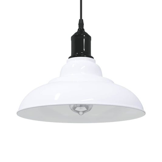 Height-adjustable pendant lamp E27 glossy white metal