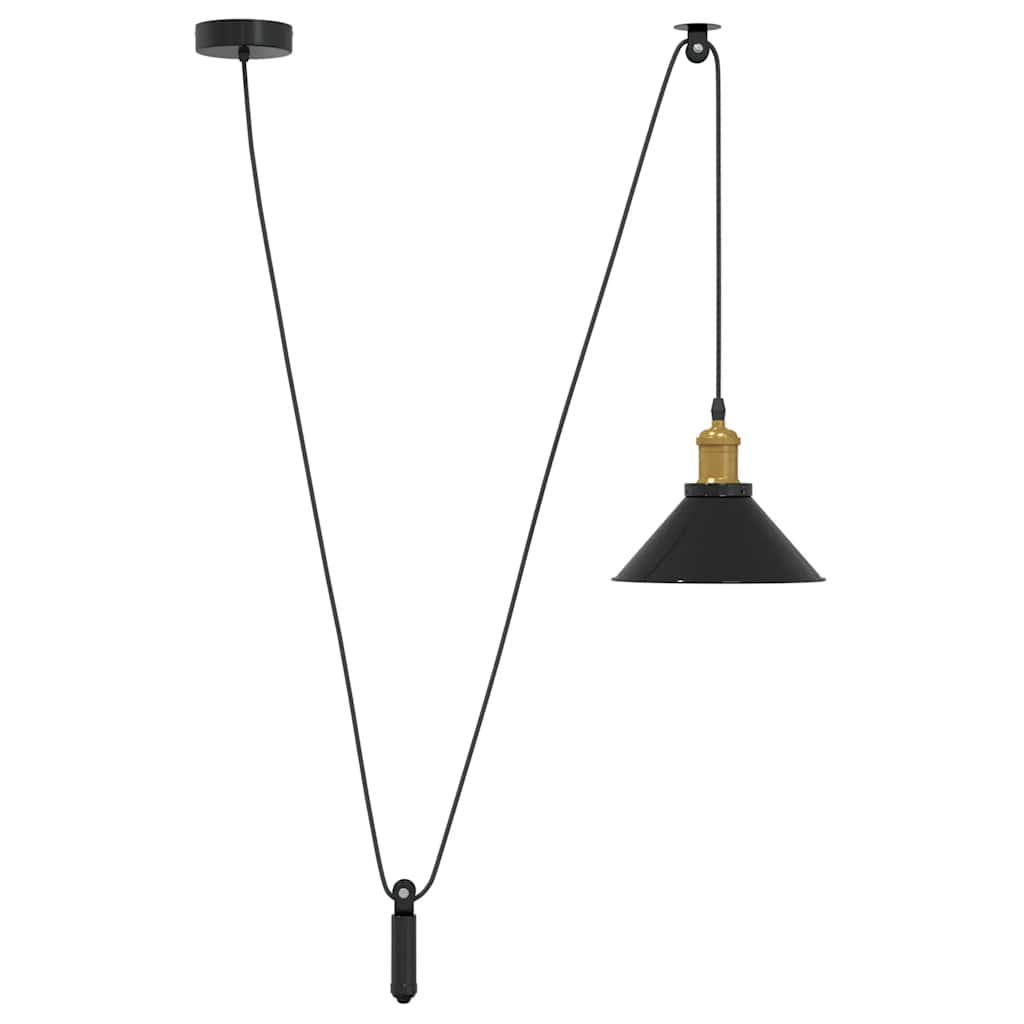 Height-adjustable pendant lamp E27 glossy black metal