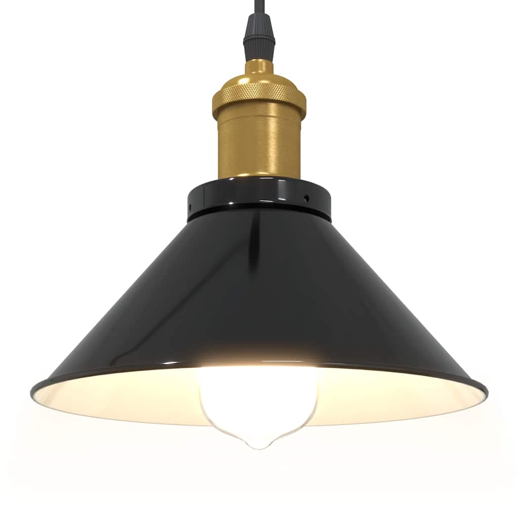 Height-adjustable pendant lamp E27 glossy black metal