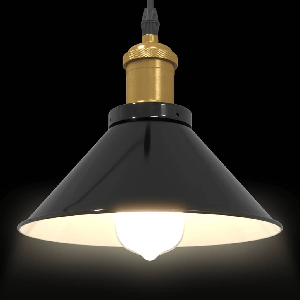 Height-adjustable pendant lamp E27 glossy black metal