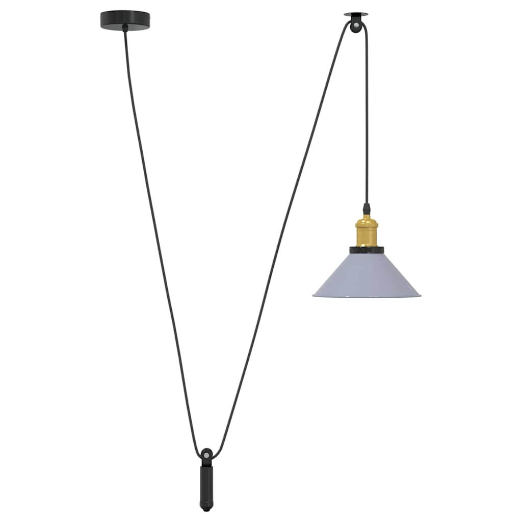 Height-adjustable pendant lamp E27 glossy grey metal