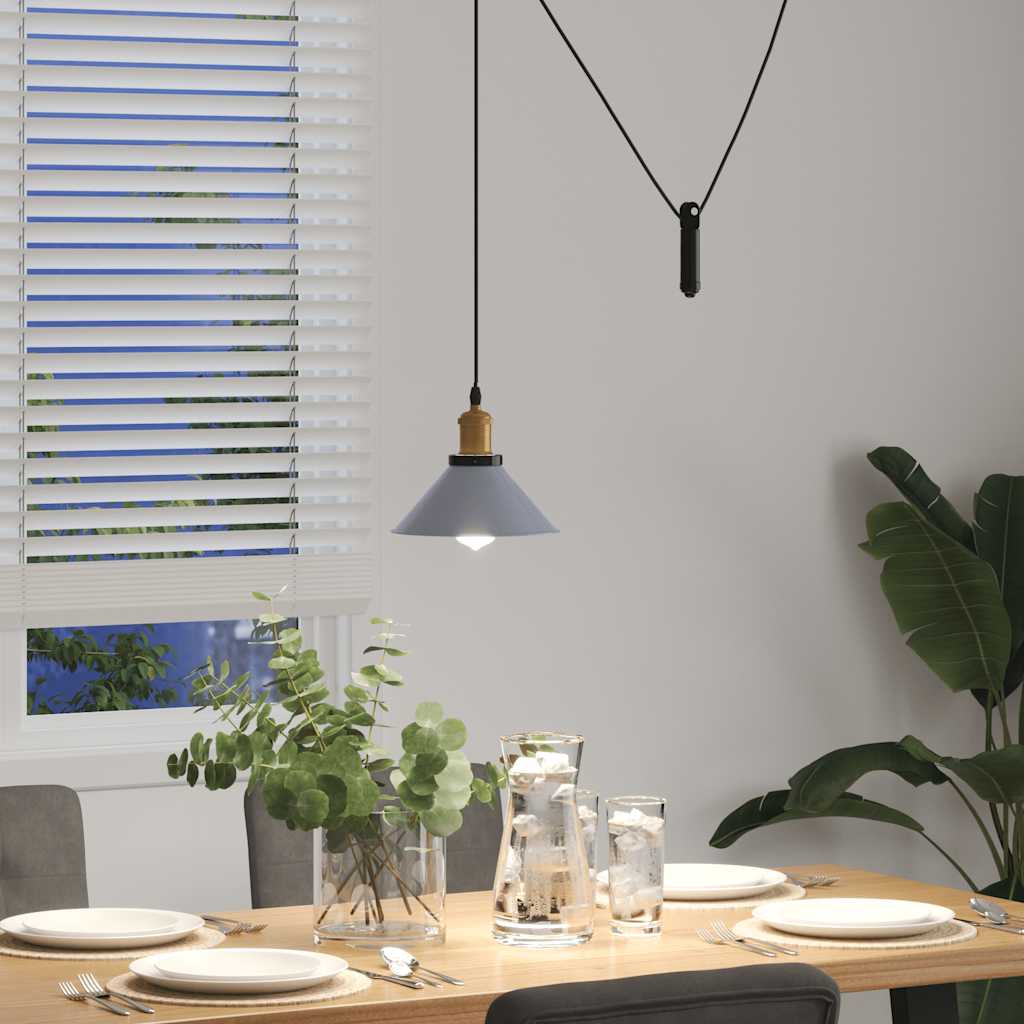 Height-adjustable pendant lamp E27 glossy grey metal