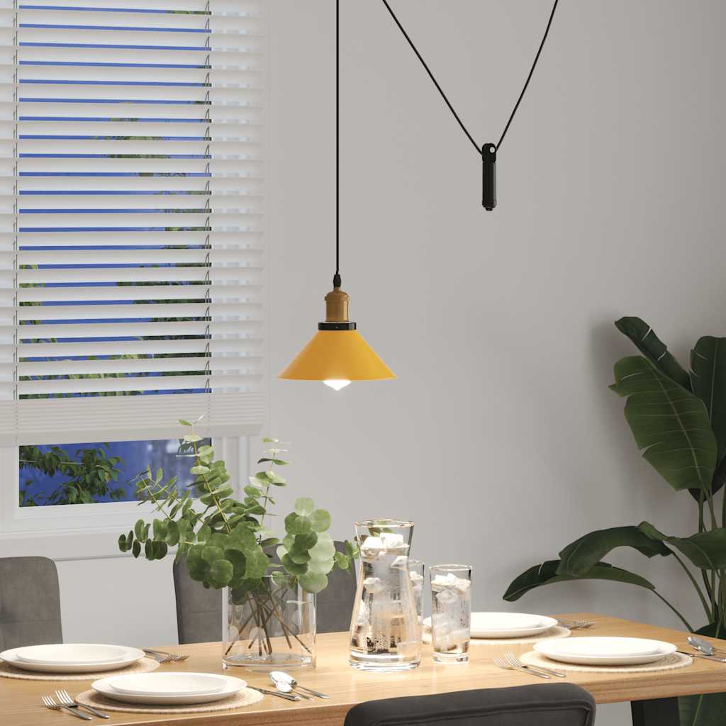 Height-adjustable pendant lamp E27 Glossy yellow Metal