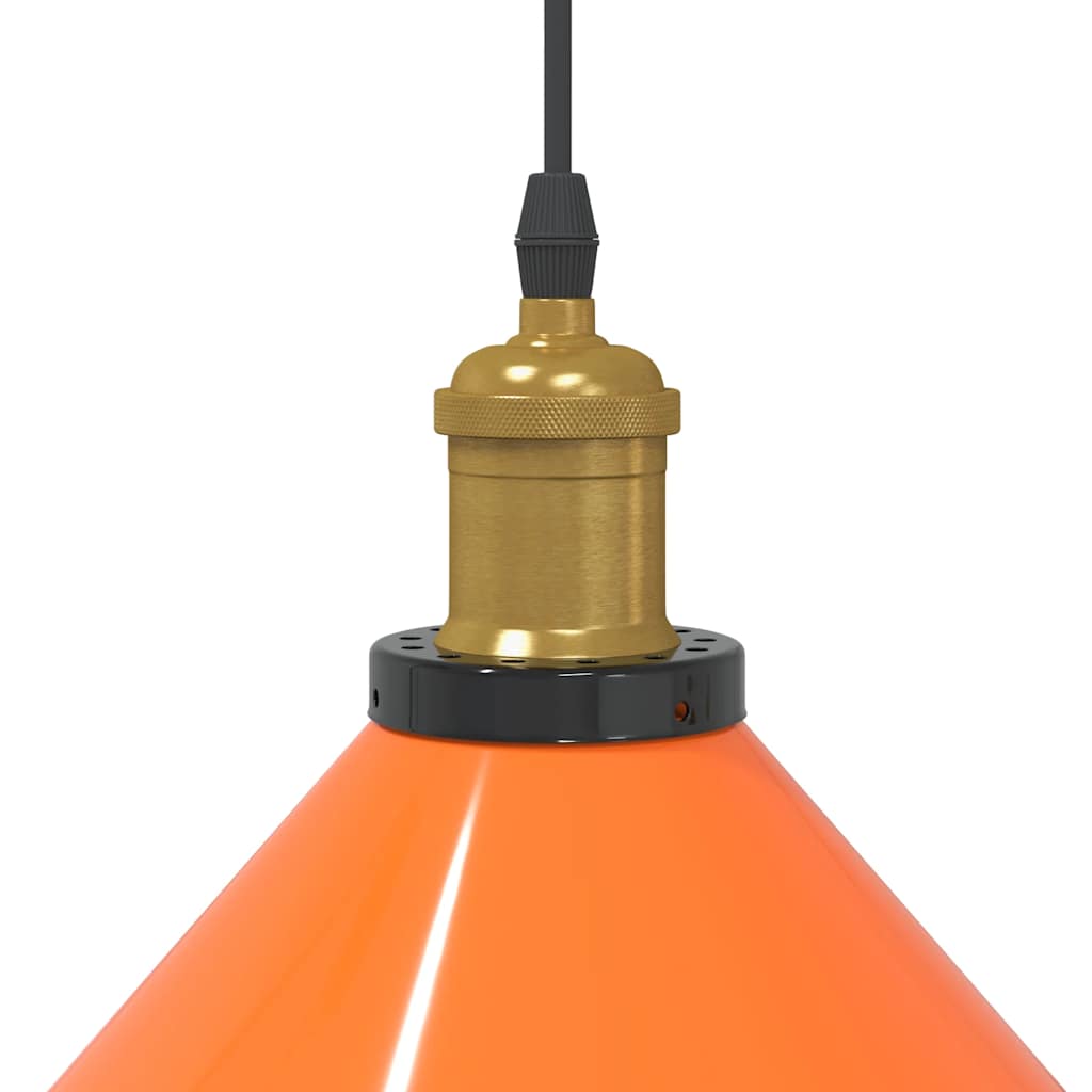 Height Adjustable Pendant Lamp E27 Glossy Orange Metal