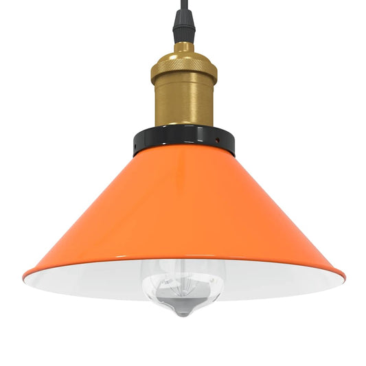 Height Adjustable Pendant Lamp E27 Glossy Orange Metal