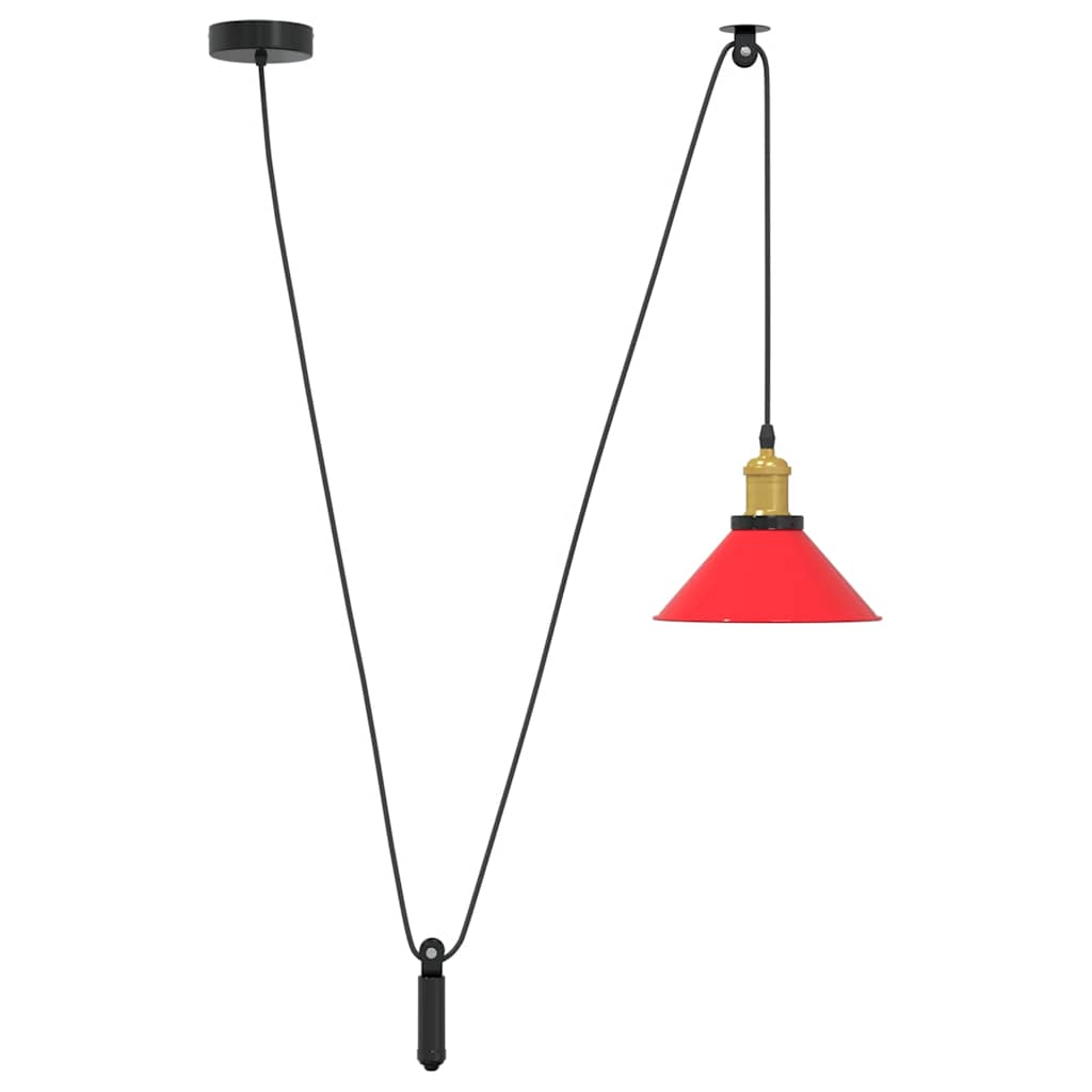 Height-adjustable hanging lamp E27 glossy red metal