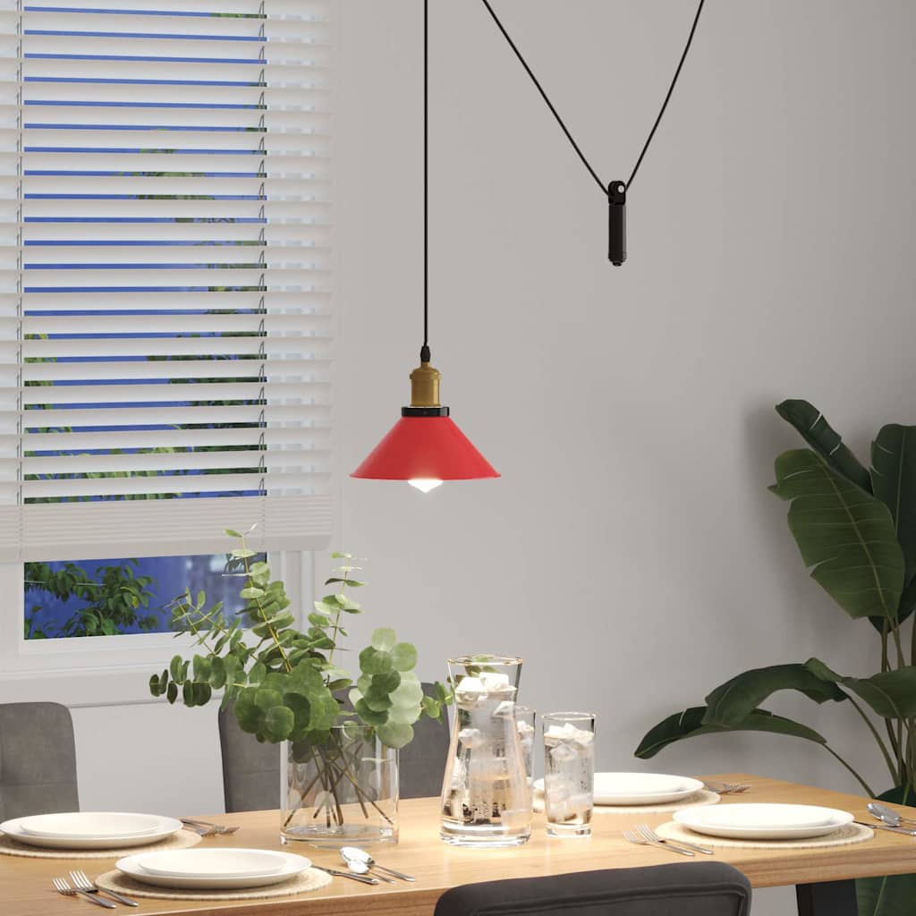 Height-adjustable hanging lamp E27 glossy red metal