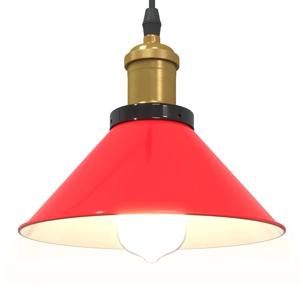 Height-adjustable hanging lamp E27 glossy red metal