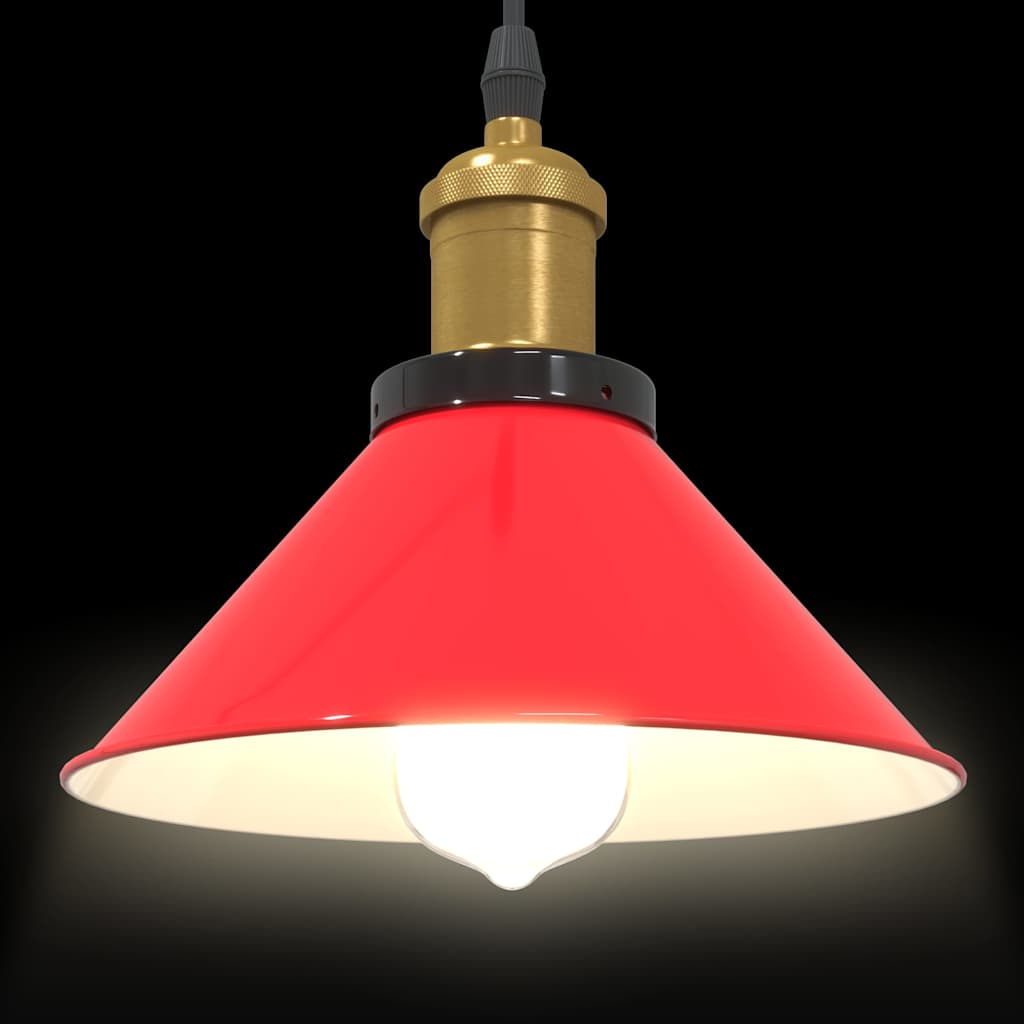 Height-adjustable hanging lamp E27 glossy red metal