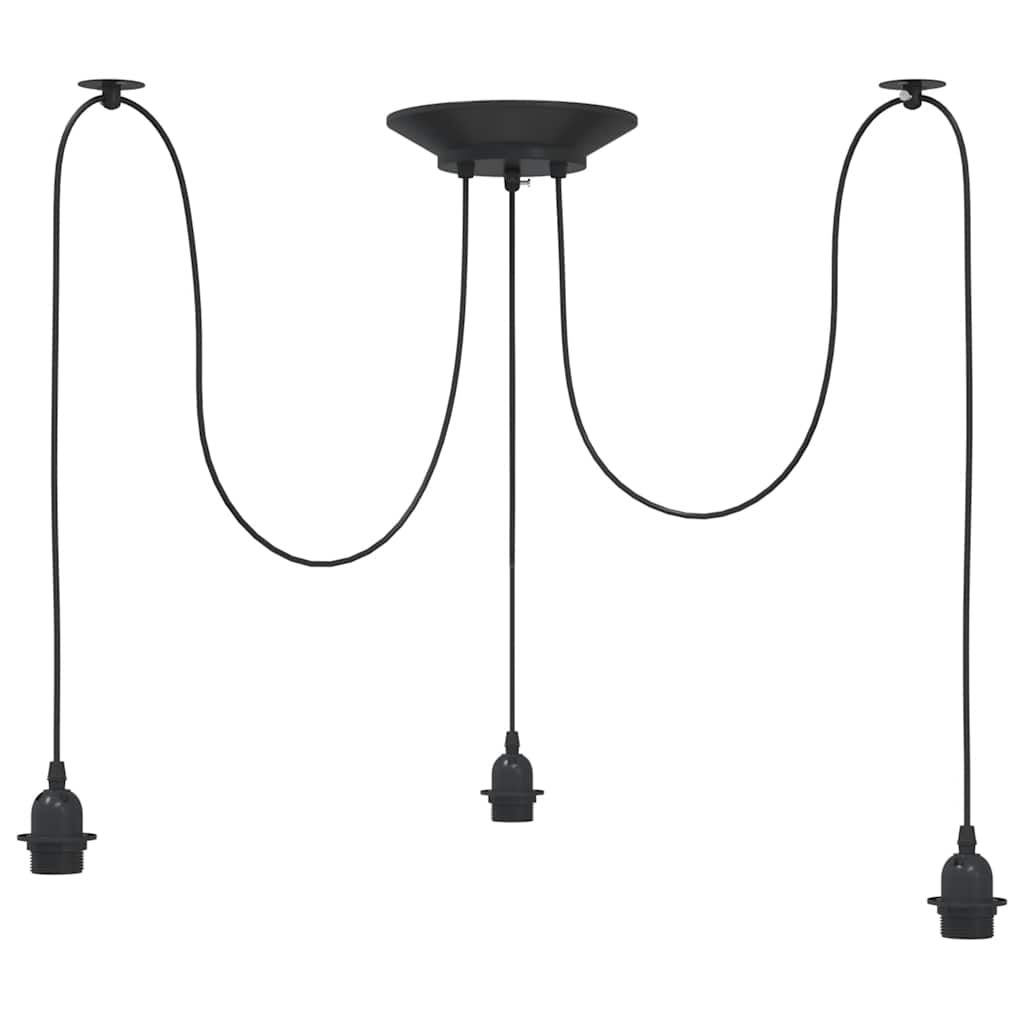 Hanging lamp with 3 E27 black metal holders