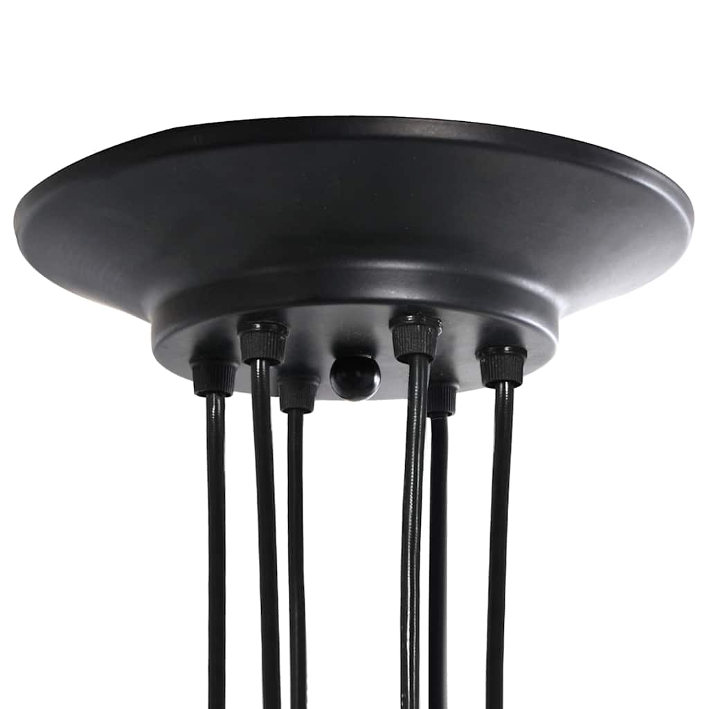 Hanging lamp with 6 E27 black metal holders