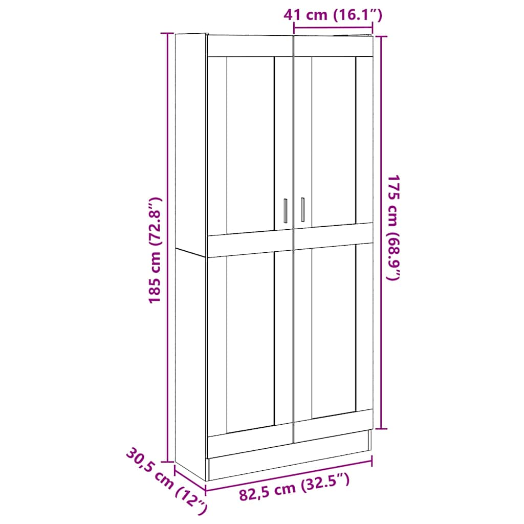 Tall cabinet, handcrafted oak, 82.5x30.5x185 cm, processed wood