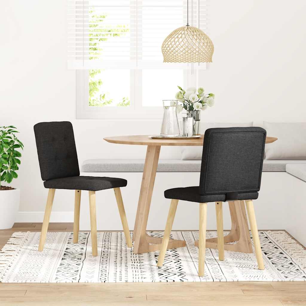 Kitchen chairs, 2 pcs. black, textile