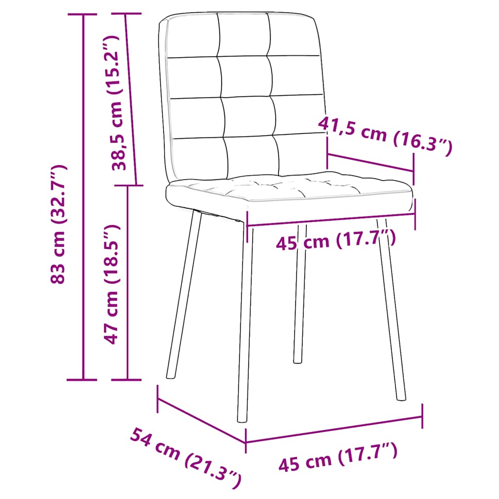 Kitchen chairs, 2 pcs., cream, velvet