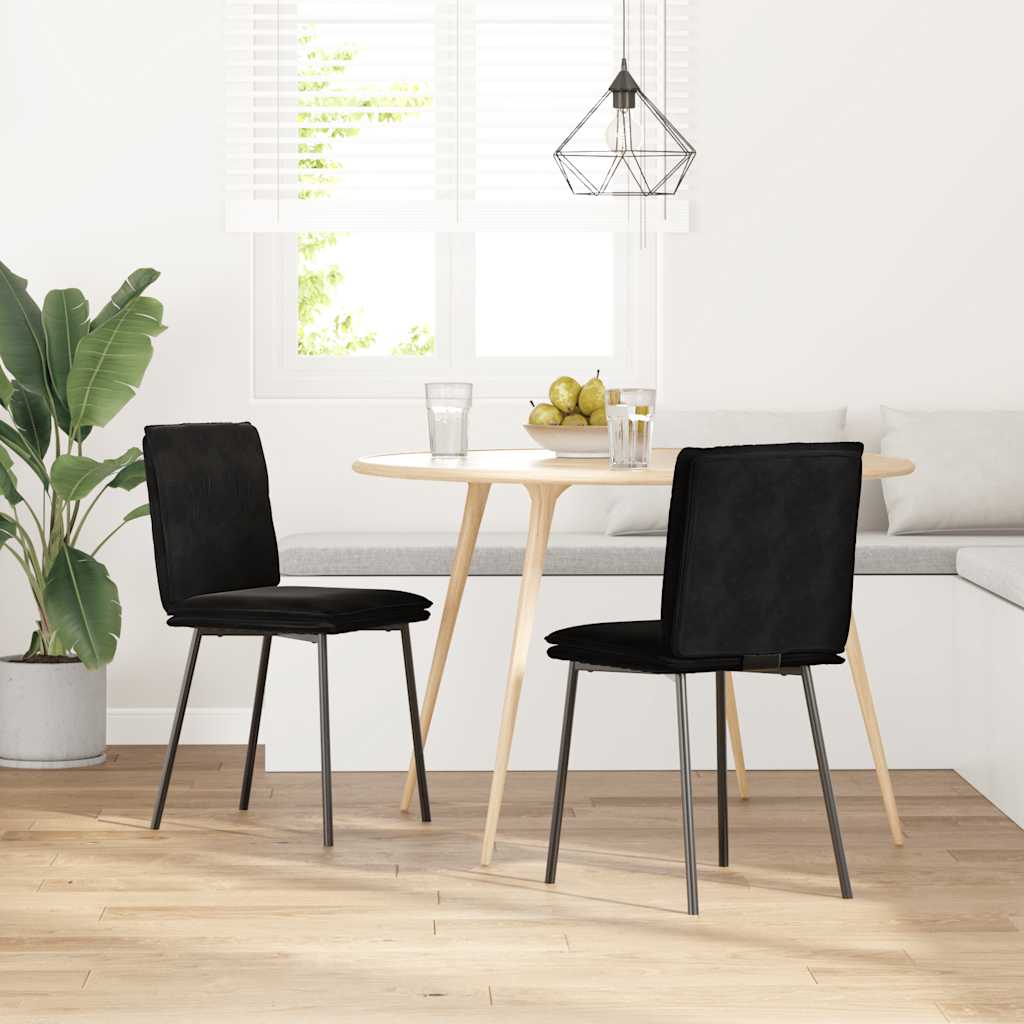 Kitchen chairs, 2 pcs., black, velvet