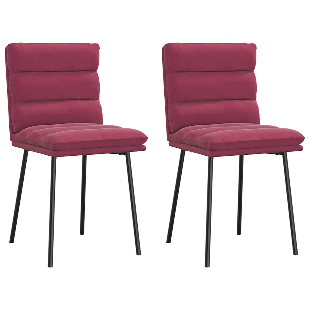 Kitchen chairs, 2 pcs., wine red, velvet