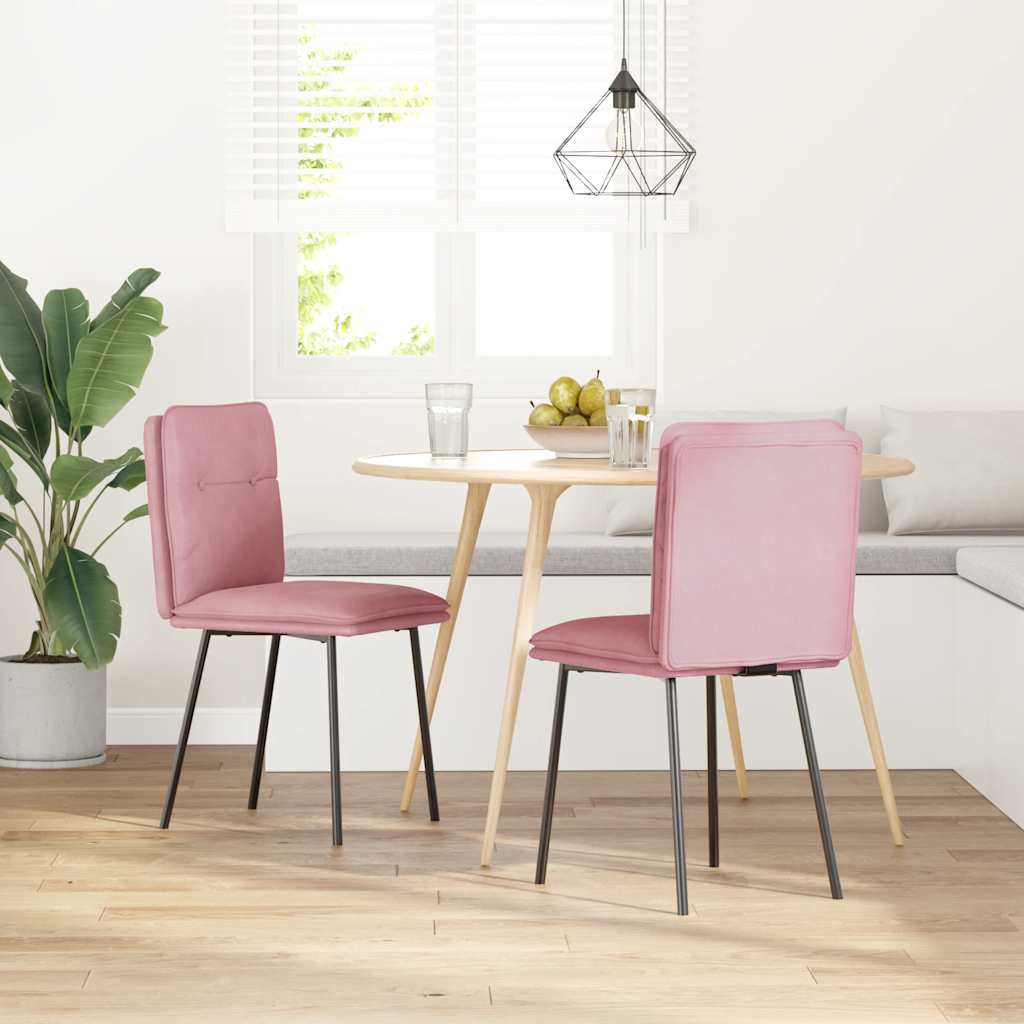 Dining chairs, 2 pcs., pink, velvet