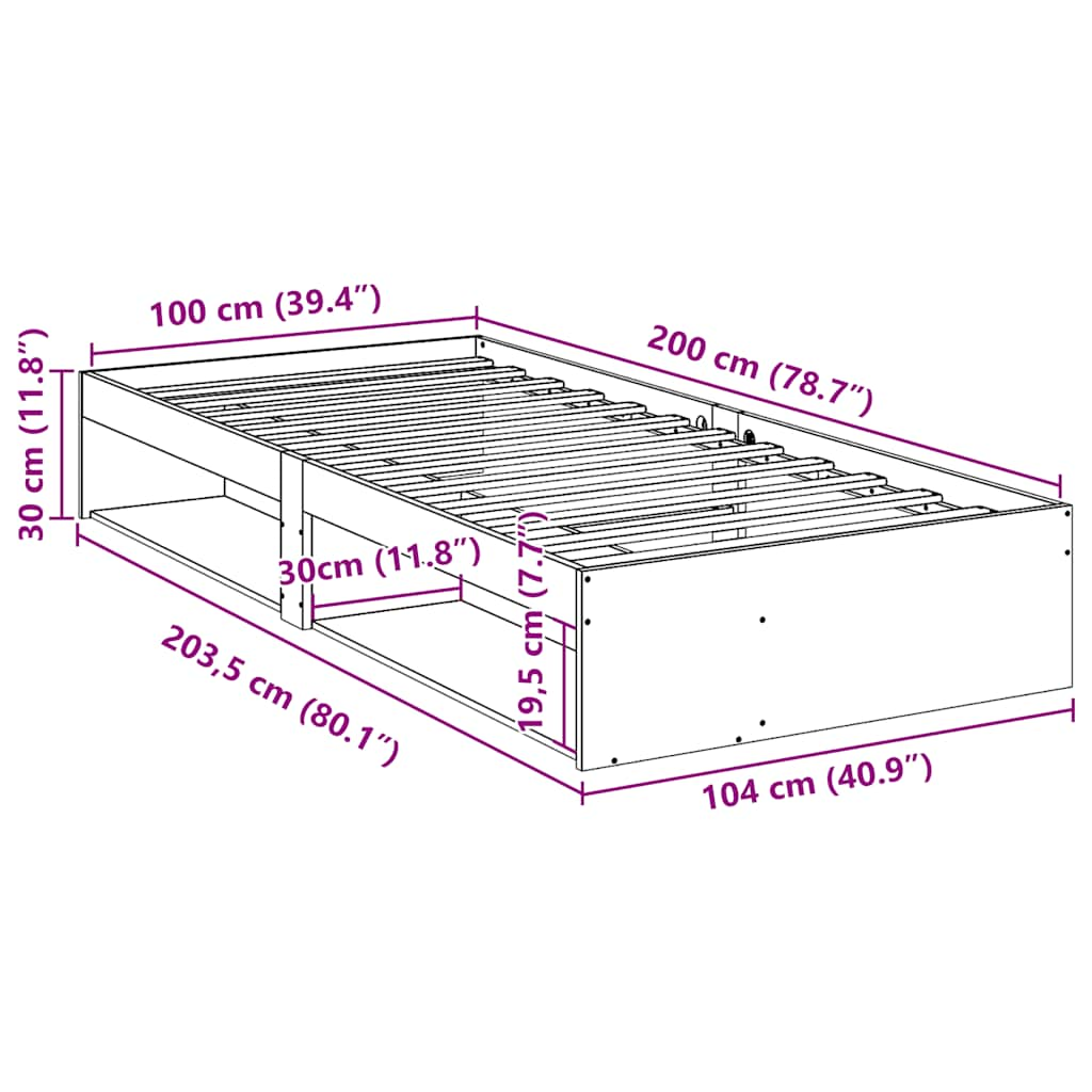 Pat de zi fără saltea ceară maro 100x200 cm lemn masiv de pin