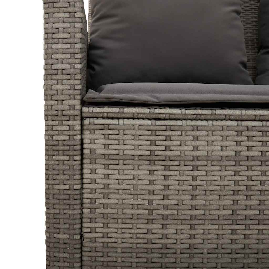 Garden furniture set with cushions, 6 pieces, grey, polyrattan