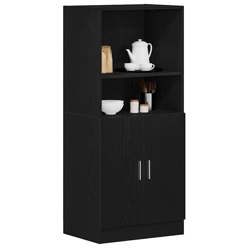 Kitchen cabinet, black, 57x41.5x131.5 cm, engineered wood