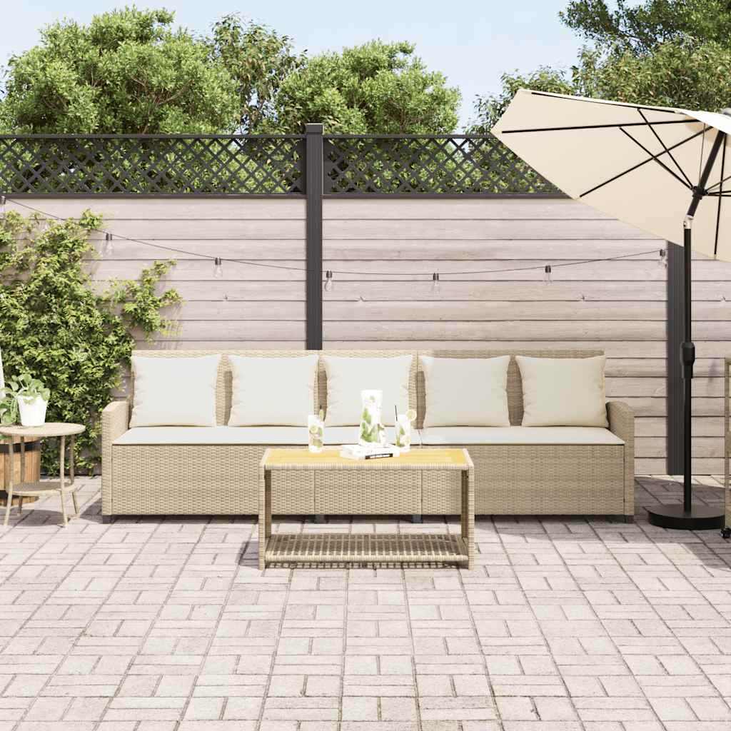 5-seater garden sofa with beige polyrattan cushions