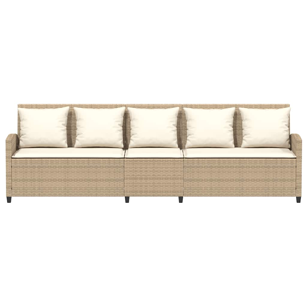 5-seater garden sofa with beige polyrattan cushions