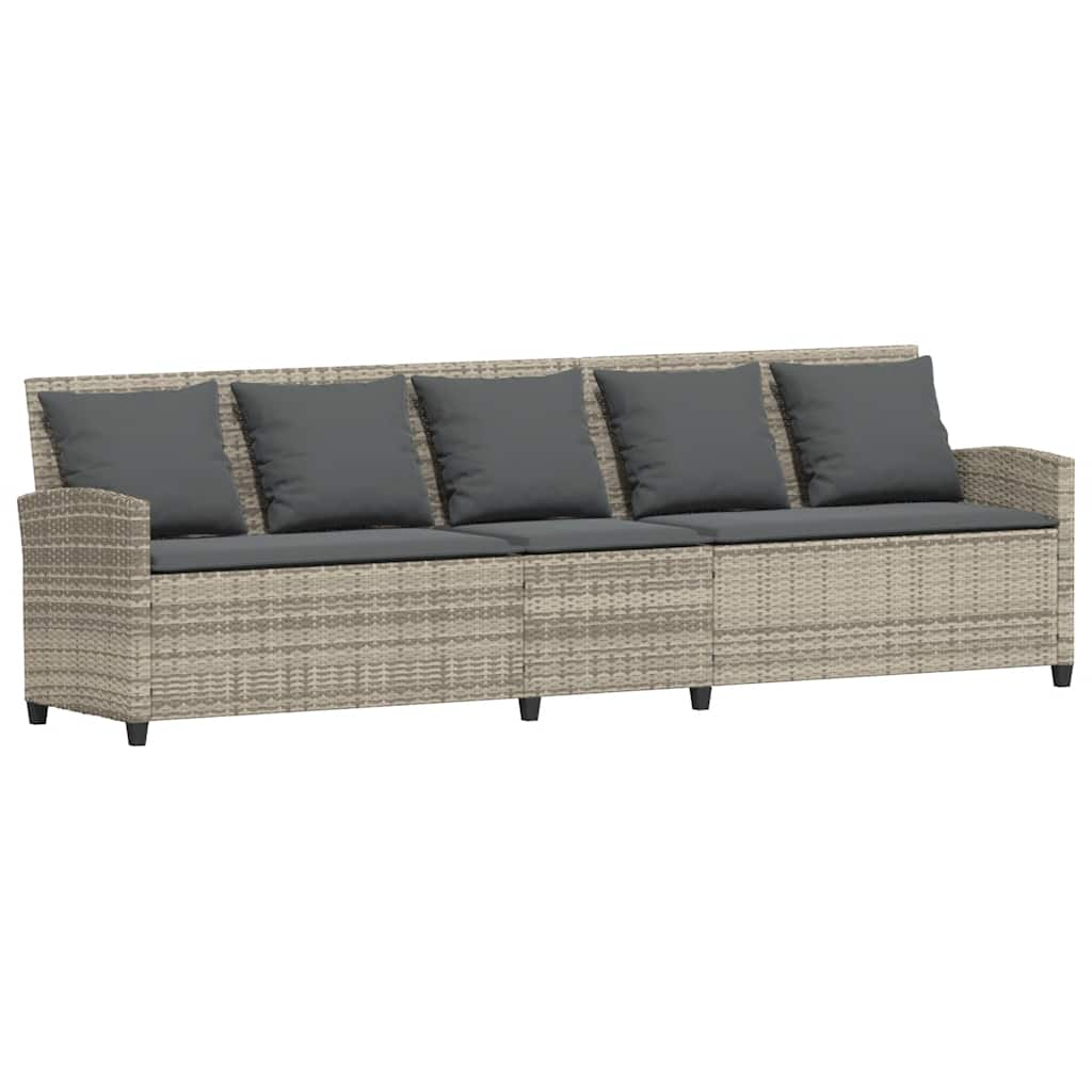 5-seater garden sofa with light grey polyrattan cushions