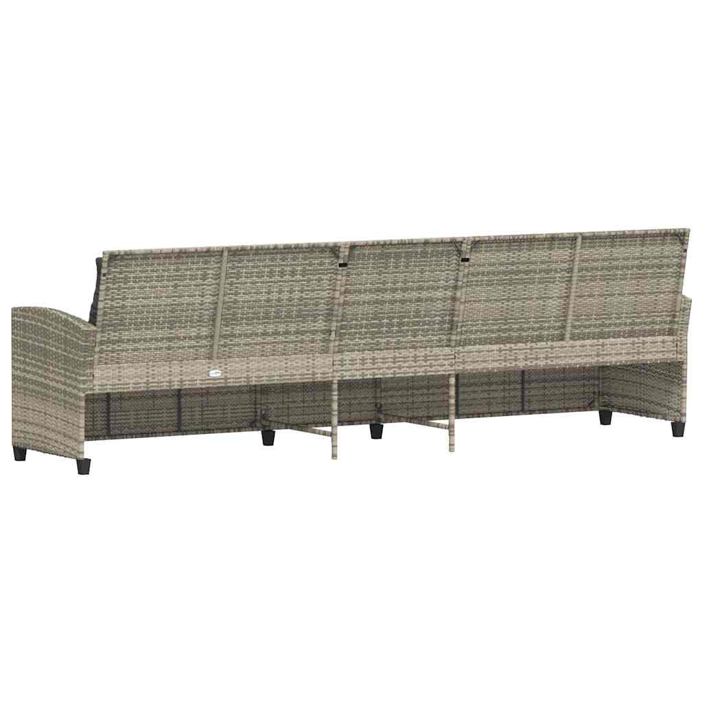 5-seater garden sofa with light grey polyrattan cushions