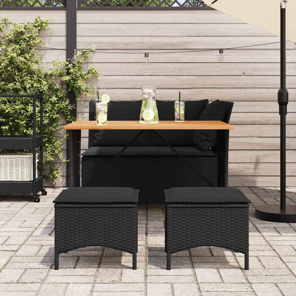 4-piece garden furniture set with cushions, black, polyrattan